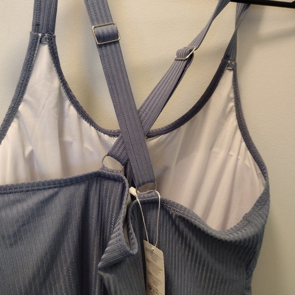 Blue Ribbed One-Piece Swimsuit - Picture 6 of 6